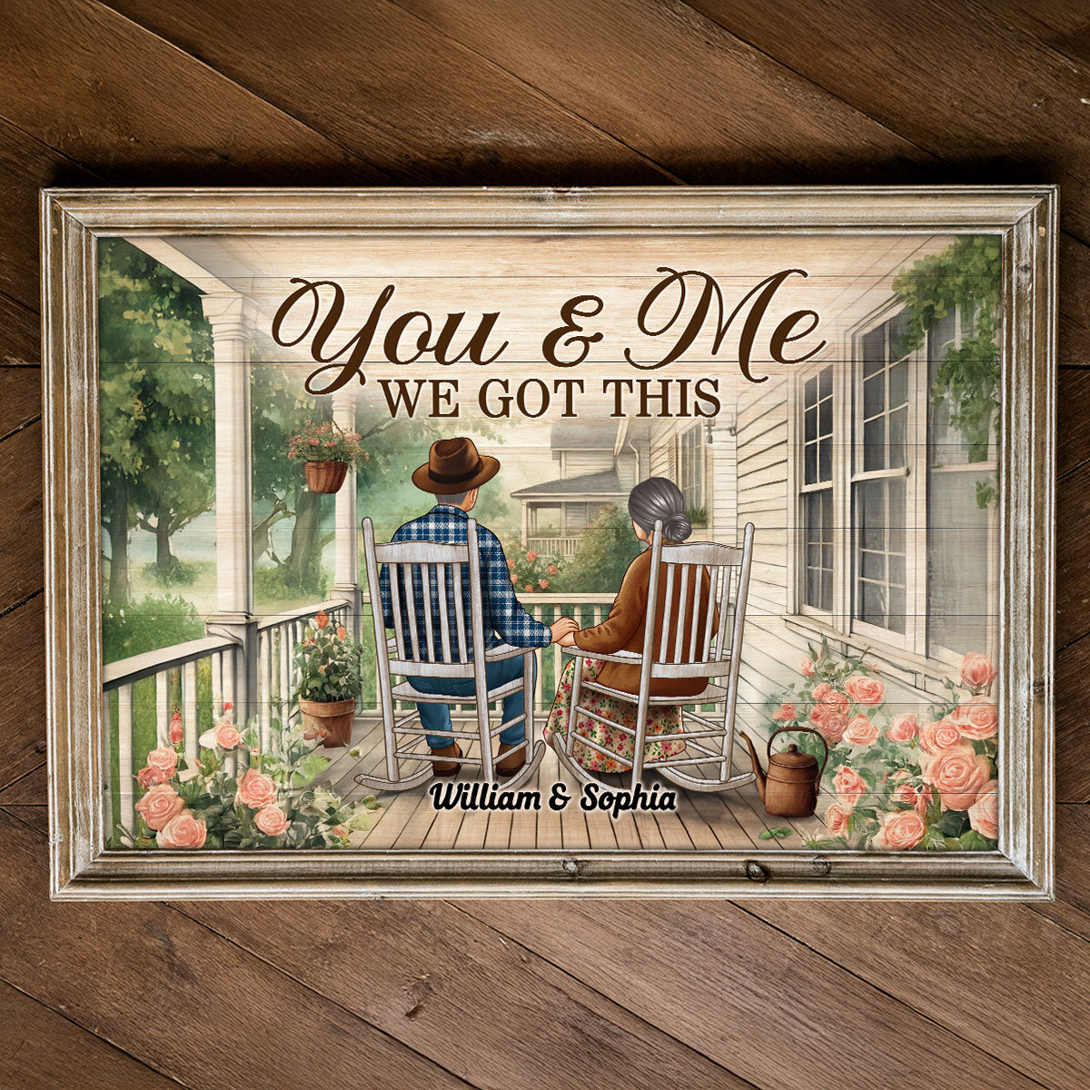 Couple Sitting On The Porch, Growing Old Together Personalized Poster, Heartfelt Gift For Couple, For Him, For Her, Husband, Wife