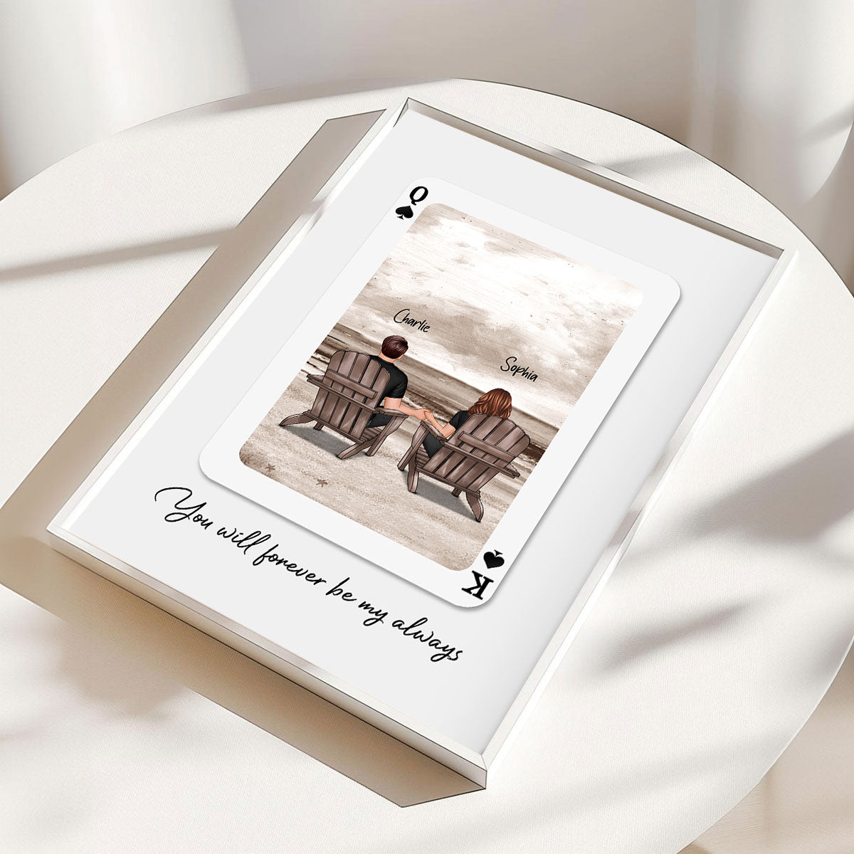 Couple Beach Landscape Playing Cards Print Personalized Poster, Gift For Her, Unique Couples Gift, Romantic Gift