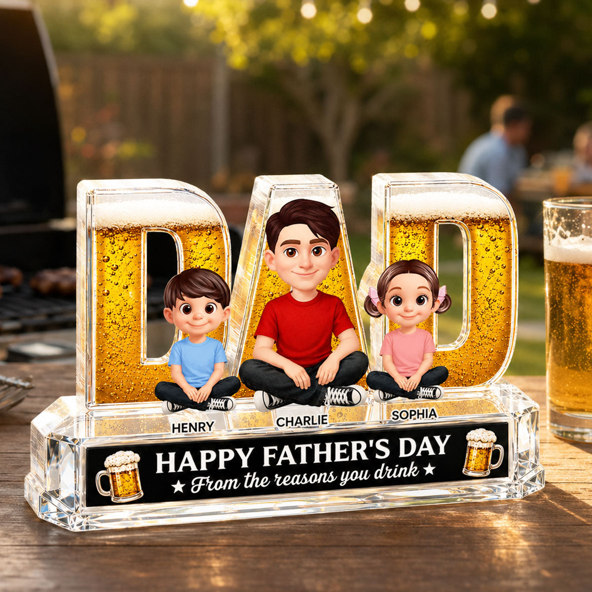 To Dad From The Reasons You Drink Dad Beer - Personalized Acrylic Block Plaque - Gift For Husband, Dad, Beer Lovers