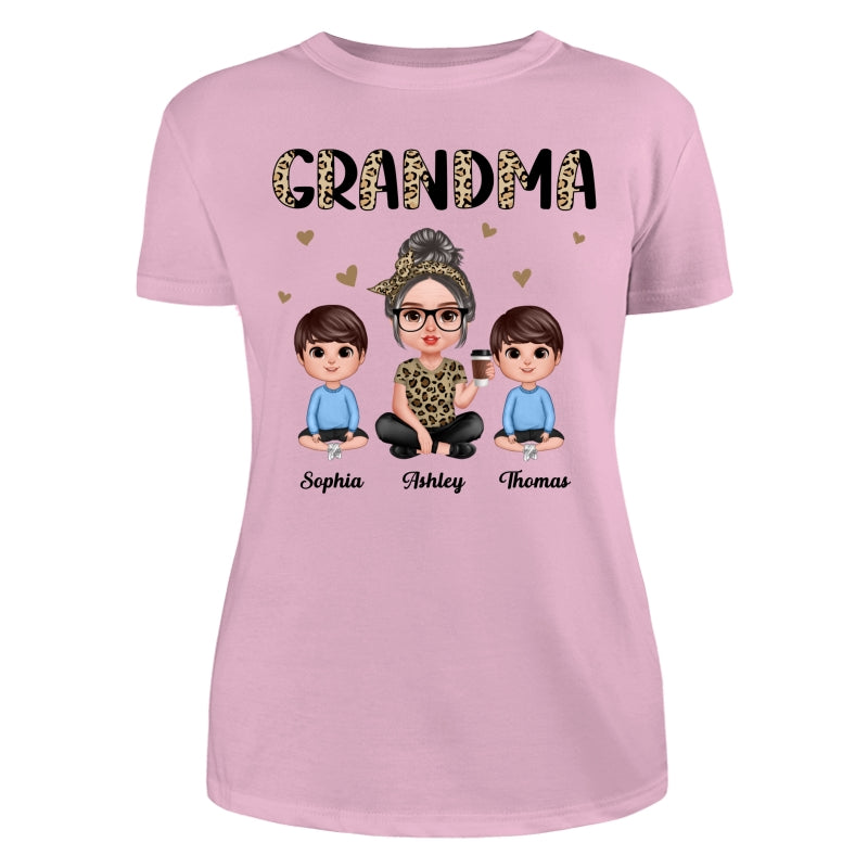 Half Leopard Realistic Doll Grandma Grandkids Personalized Shirt