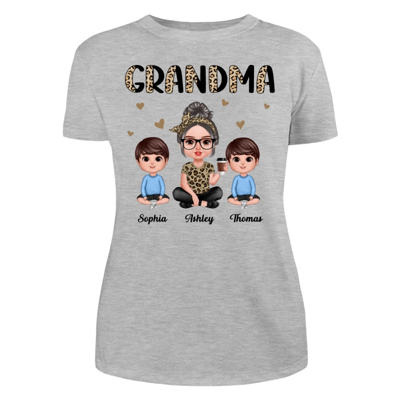 Half Leopard Realistic Doll Grandma Grandkids Personalized Shirt