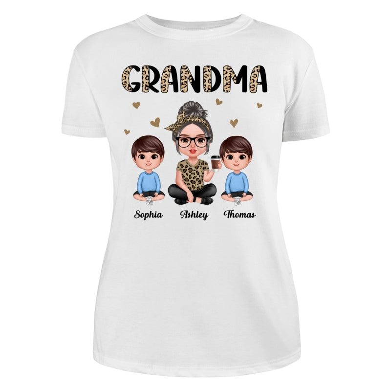 Half Leopard Realistic Doll Grandma Grandkids Personalized Shirt
