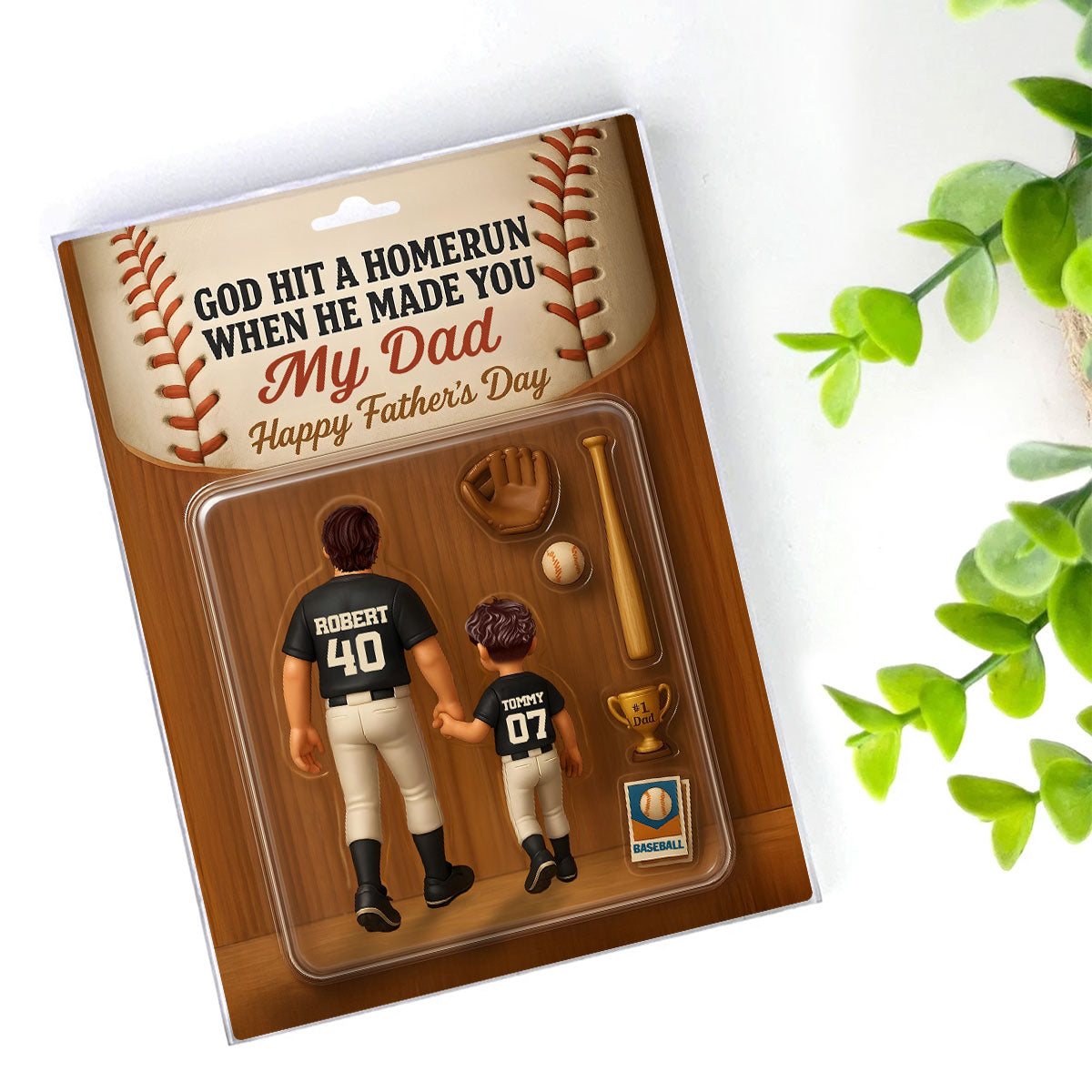 God Hit A Home Run When He Made You Our Dad Custom Action Figure Personalized Acrylic Block Plaque, Gift for Baseball Dad