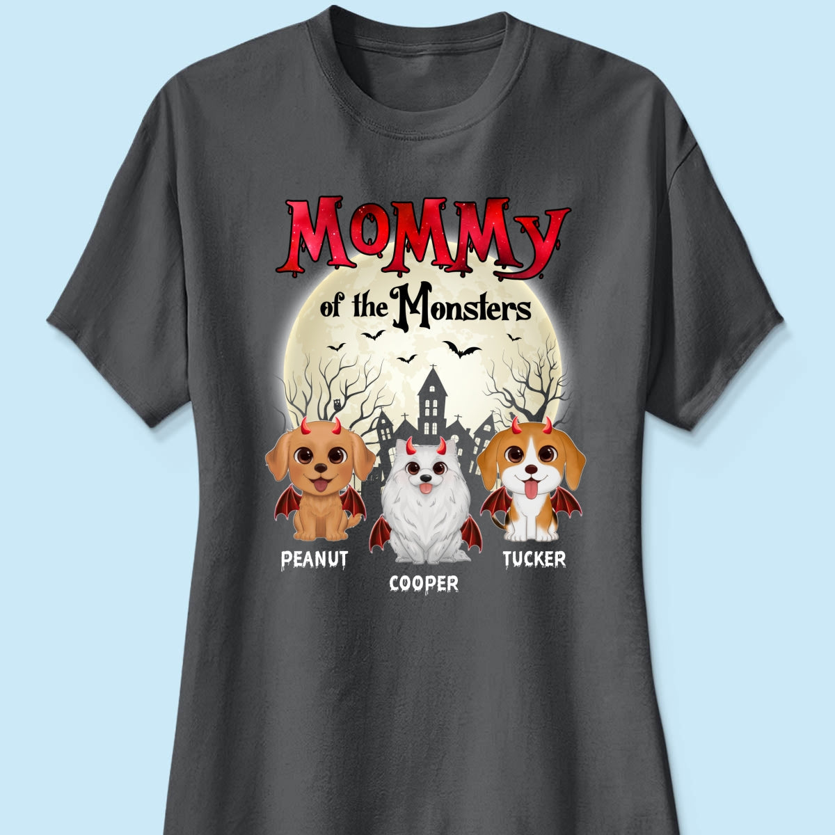 Mommy Of The Monsters Halloween Watercolor Cute Dogs Cats - Personalized Shirt