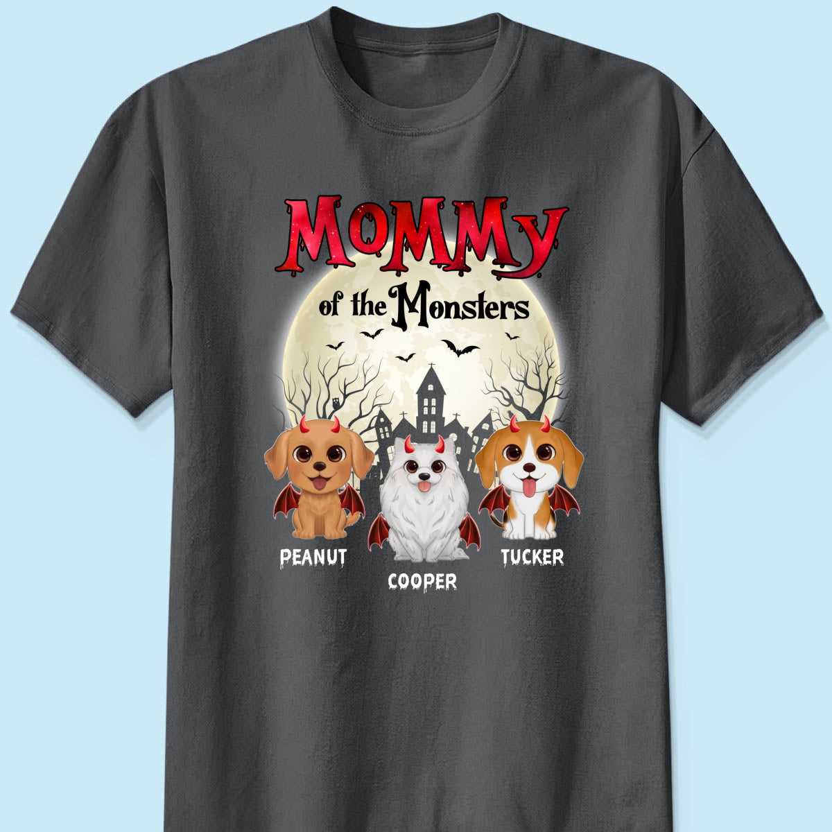 Mommy Of The Monsters Halloween Watercolor Cute Dogs Cats - Personalized Shirt