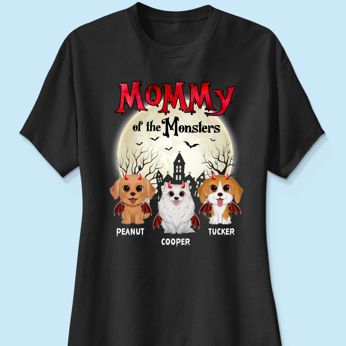 Mommy Of The Monsters Halloween Watercolor Cute Dogs Cats - Personalized Shirt