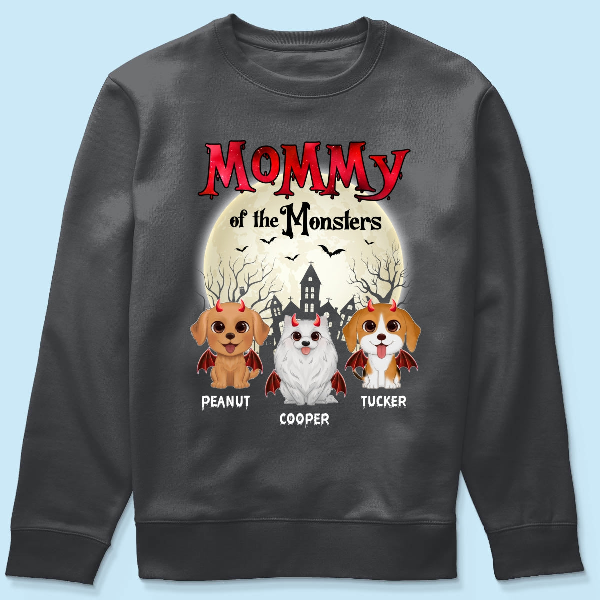Mommy Of The Monsters Halloween Watercolor Cute Dogs Cats - Personalized Shirt