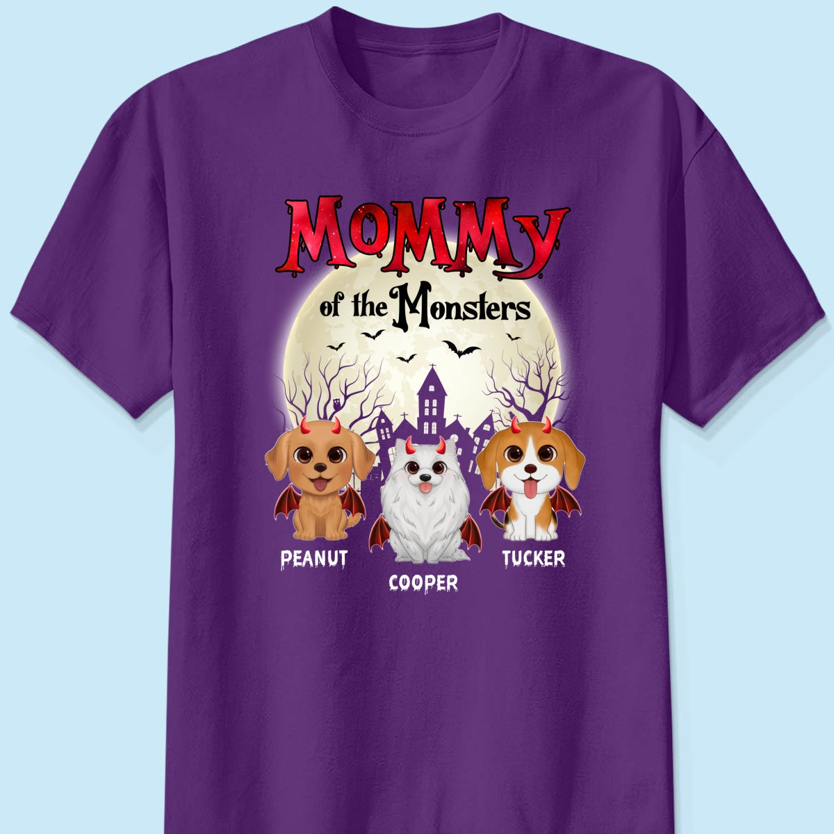 Mommy Of The Monsters Halloween Watercolor Cute Dogs Cats - Personalized Shirt