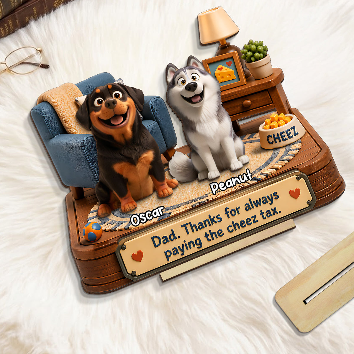 Cheese Tax Dog Dad - Personalized 2-Layered Wooden Plaque - Gift for Dog Dad