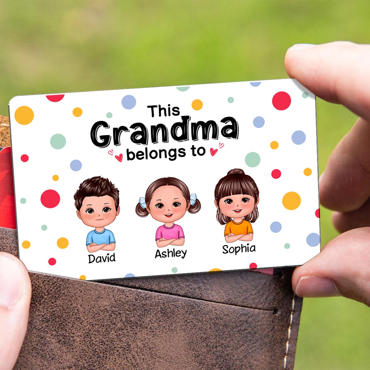This Mom Grandma Dad Grandpa Belongs To Cute Doll Kids Personalized Metal Wallet Card