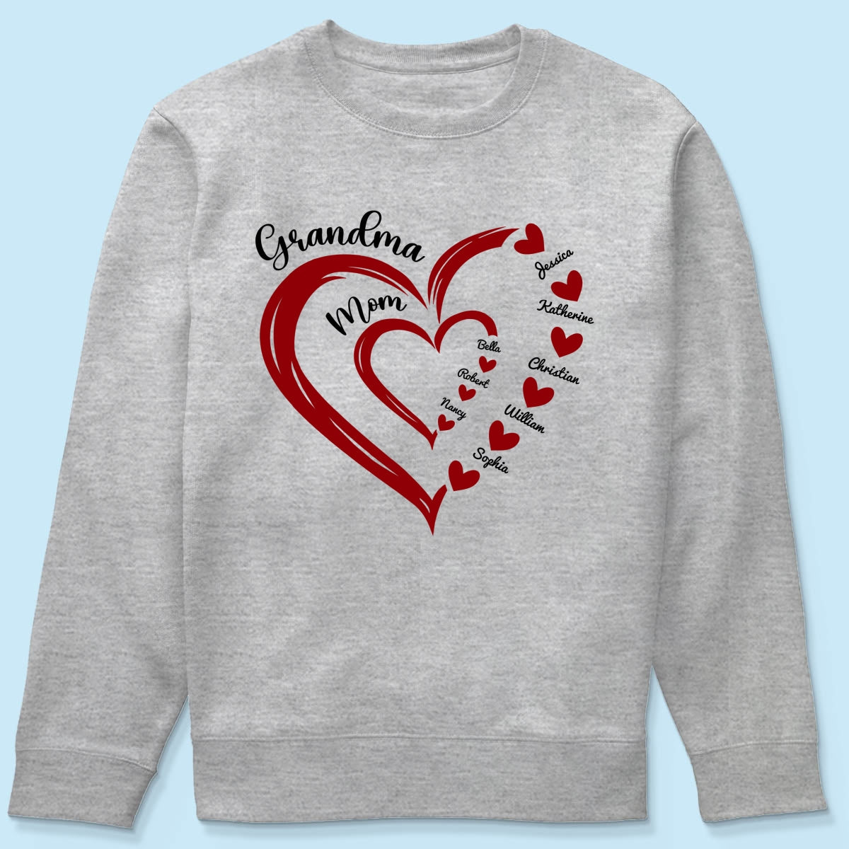 Heart In Heart Mom Grandma Personalized Light Color Shirt