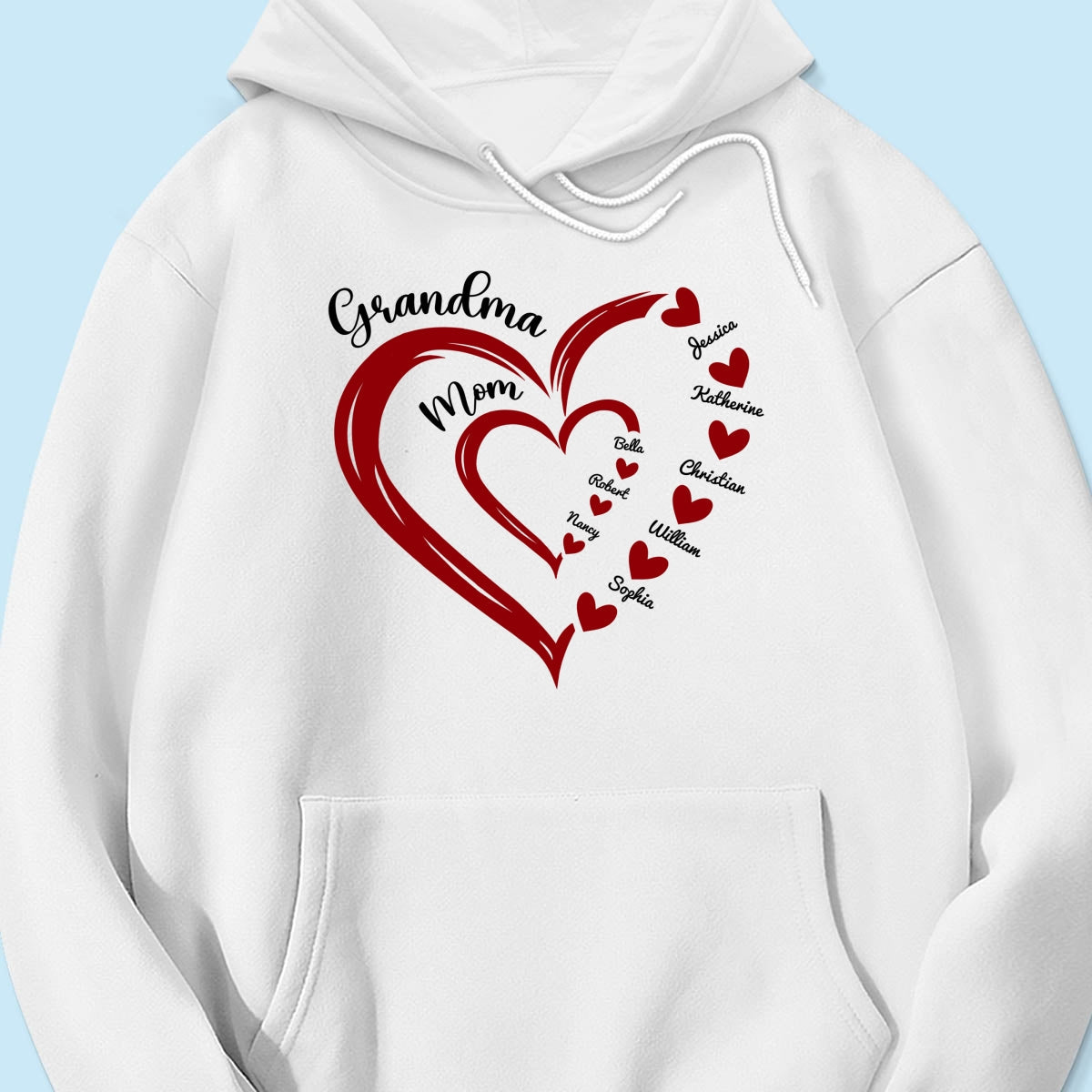 Heart In Heart Mom Grandma Personalized Light Color Shirt