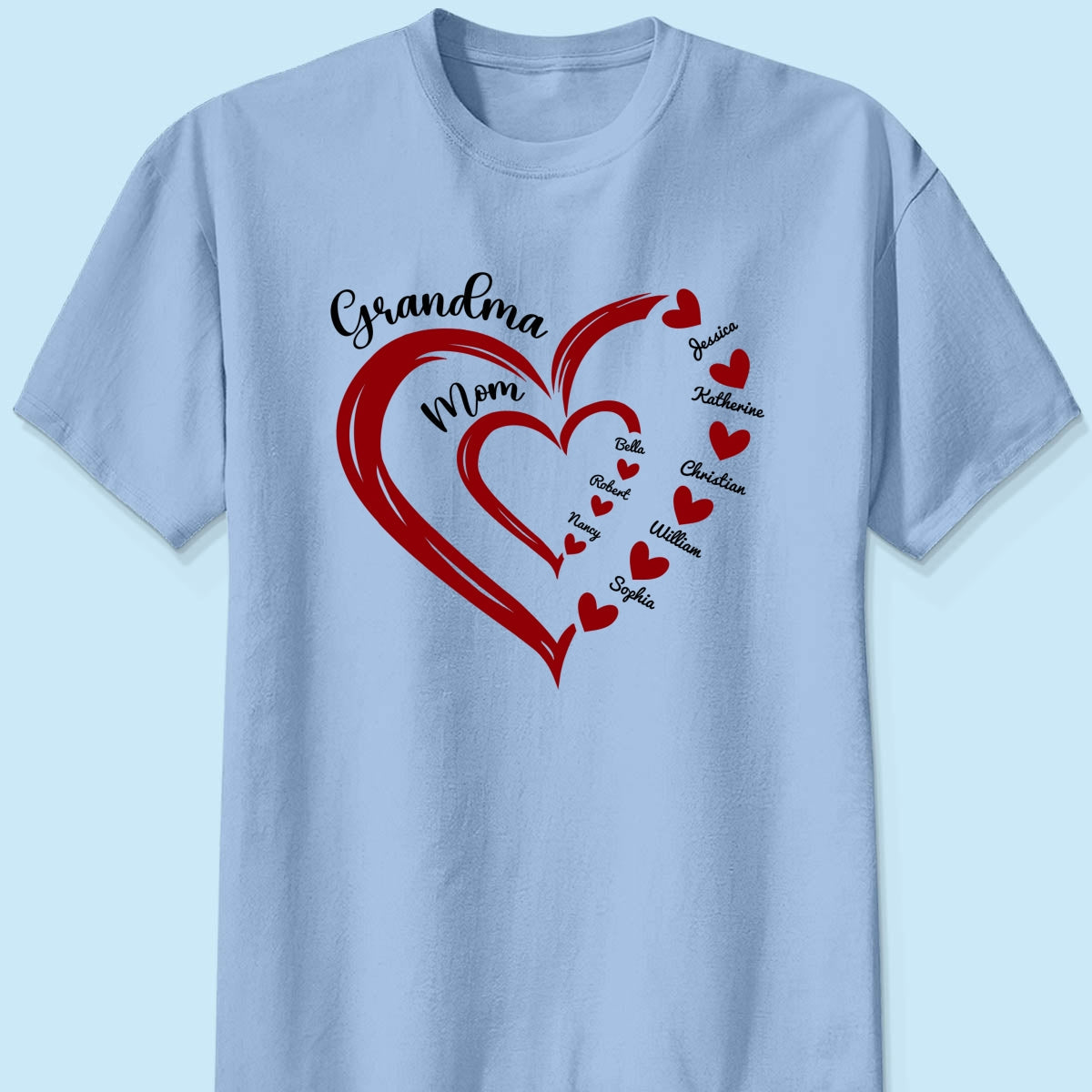 Heart In Heart Mom Grandma Personalized Light Color Shirt