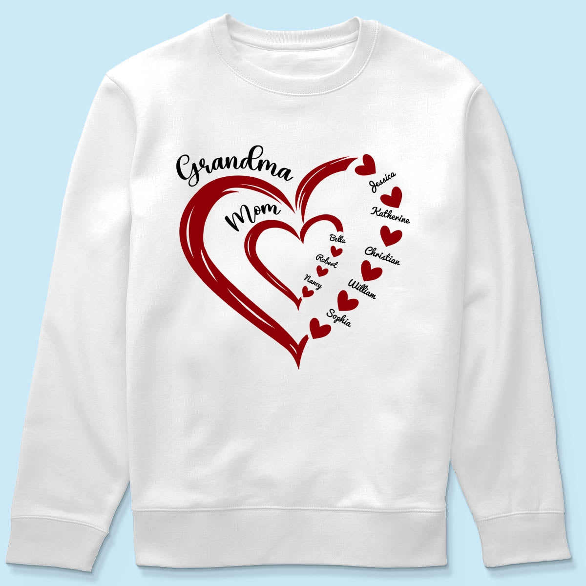 Heart In Heart Mom Grandma Personalized Light Color Shirt