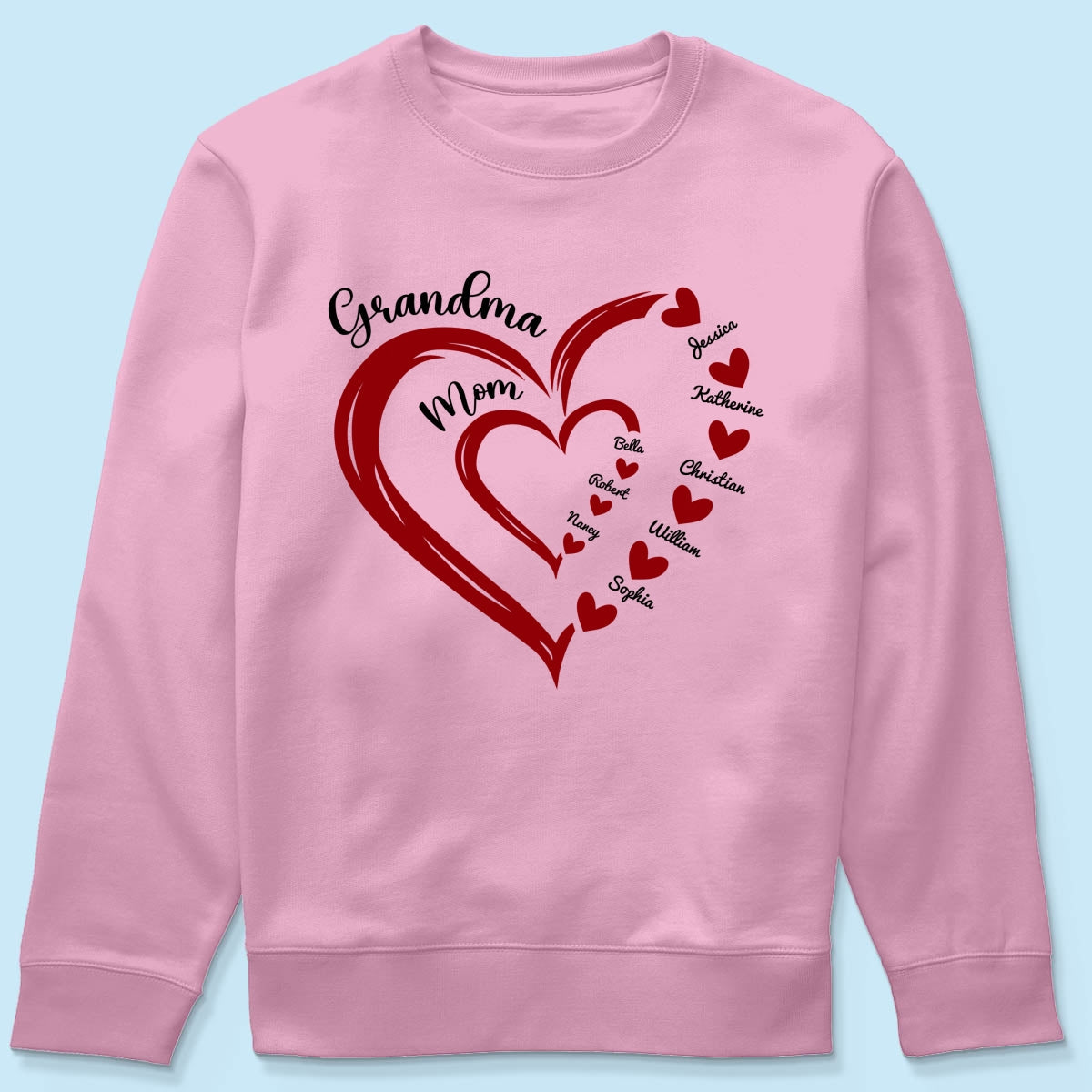 Heart In Heart Mom Grandma Personalized Light Color Shirt