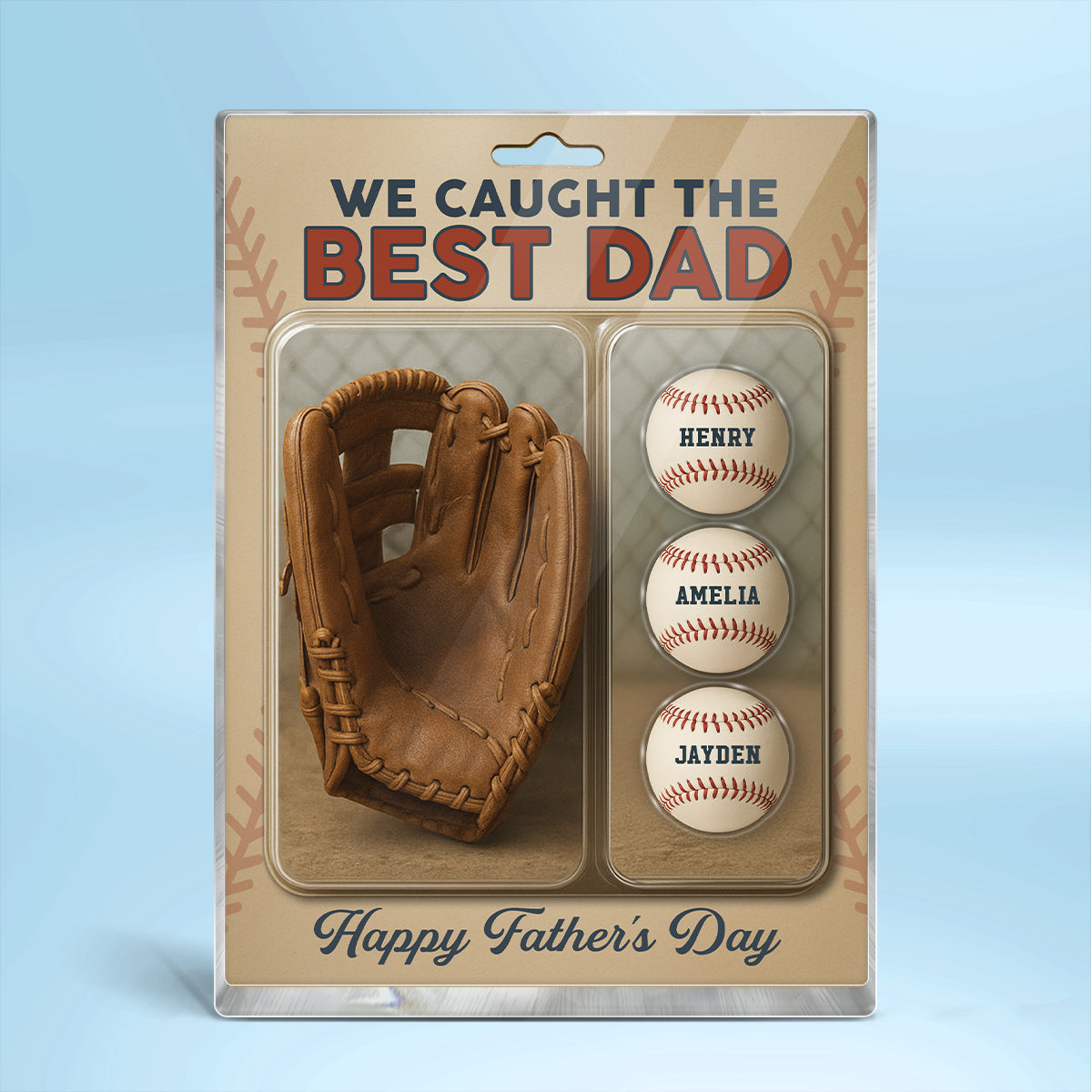 We Caught The Best Dad Grandpa Baseball & Glove Figures Style Personalized Acrylic Block Plaque, Perfect Gift for Dad, Gift for Husband