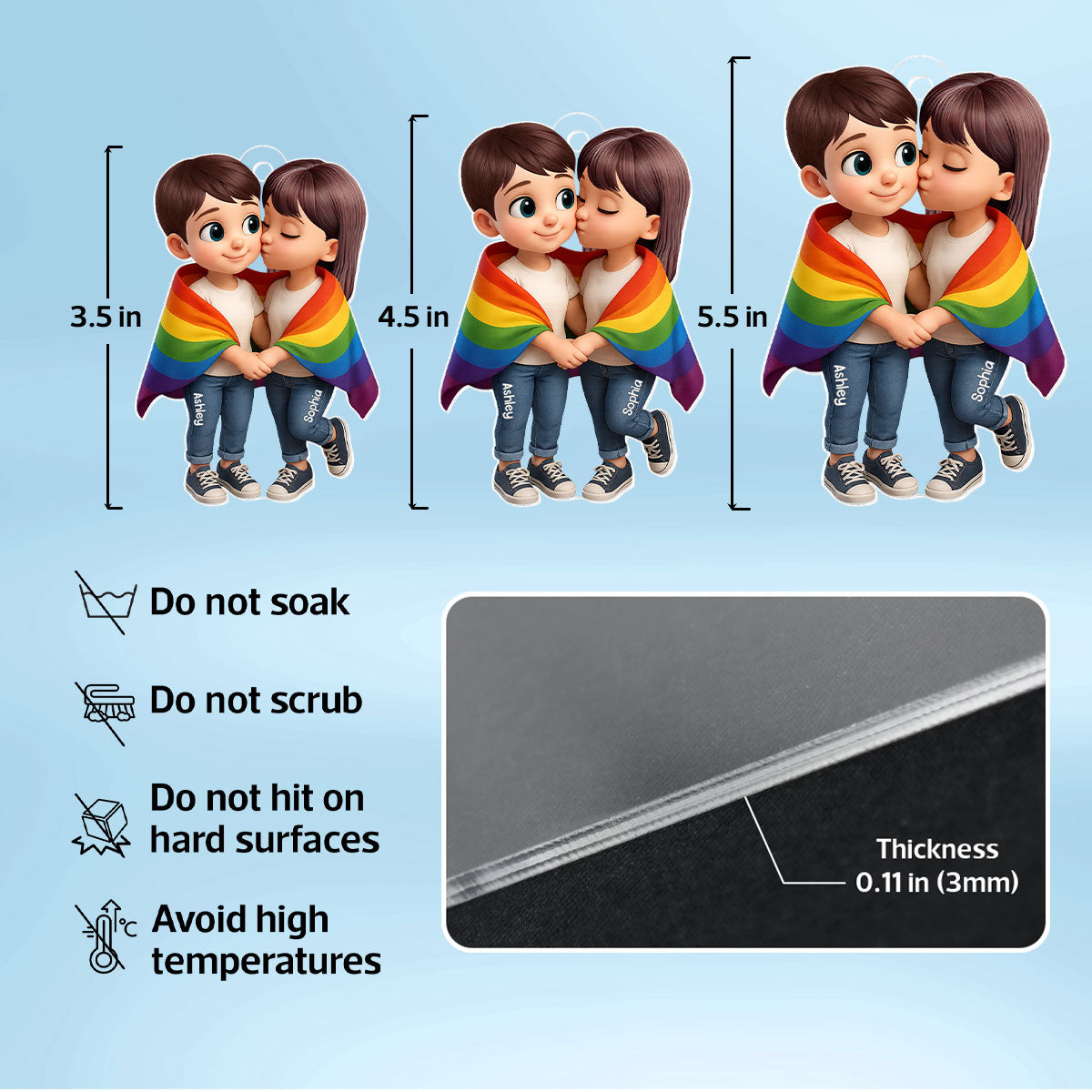 LGBT Couple Love Is Love Pride Month Personalized Acrylic Car Hanger, Gift For Couple