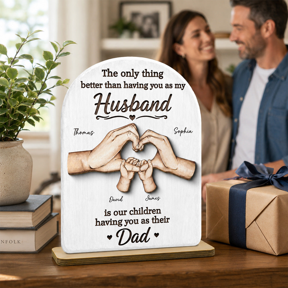The Only Thing Having You As My Husband Family Hands - Personalized 2-Layered Wooden Plaque - Gift For Husband