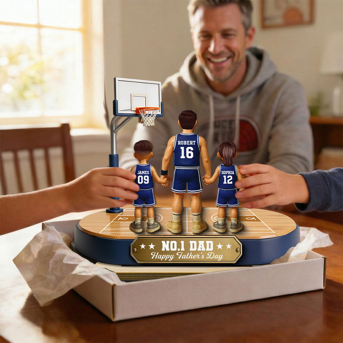 Daddy's Basketball Dream Team - Personalized 2-Layered Wooden Plaque - Gift For Basketball Dad