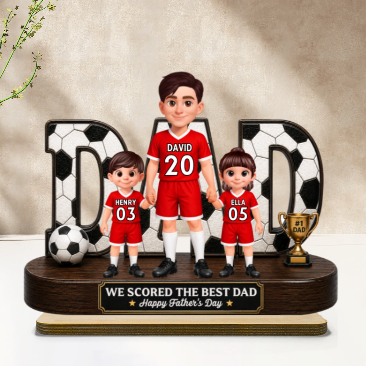 Soccer Dad Legend We Scored The Best Dad - Personalized 2-Layered Wooden Plaque - Gift For Dad, Husband, Soccer Lovers