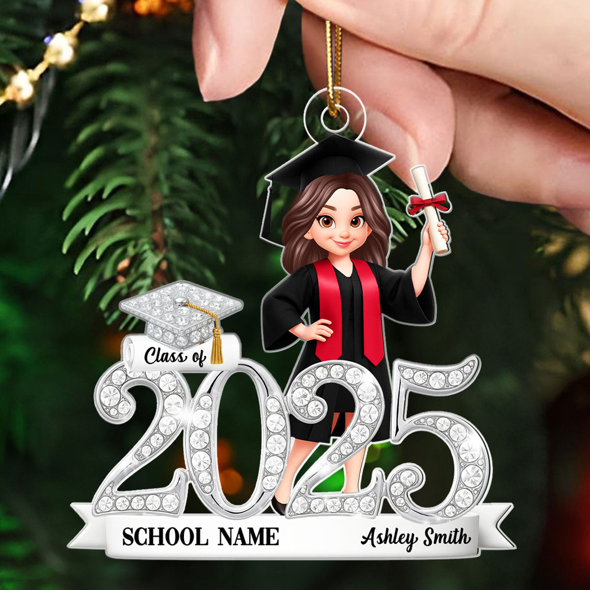 Class Of 2025 2026 3D Shining Effect - Personalized Acrylic Ornament - Christmas Gift for Senior