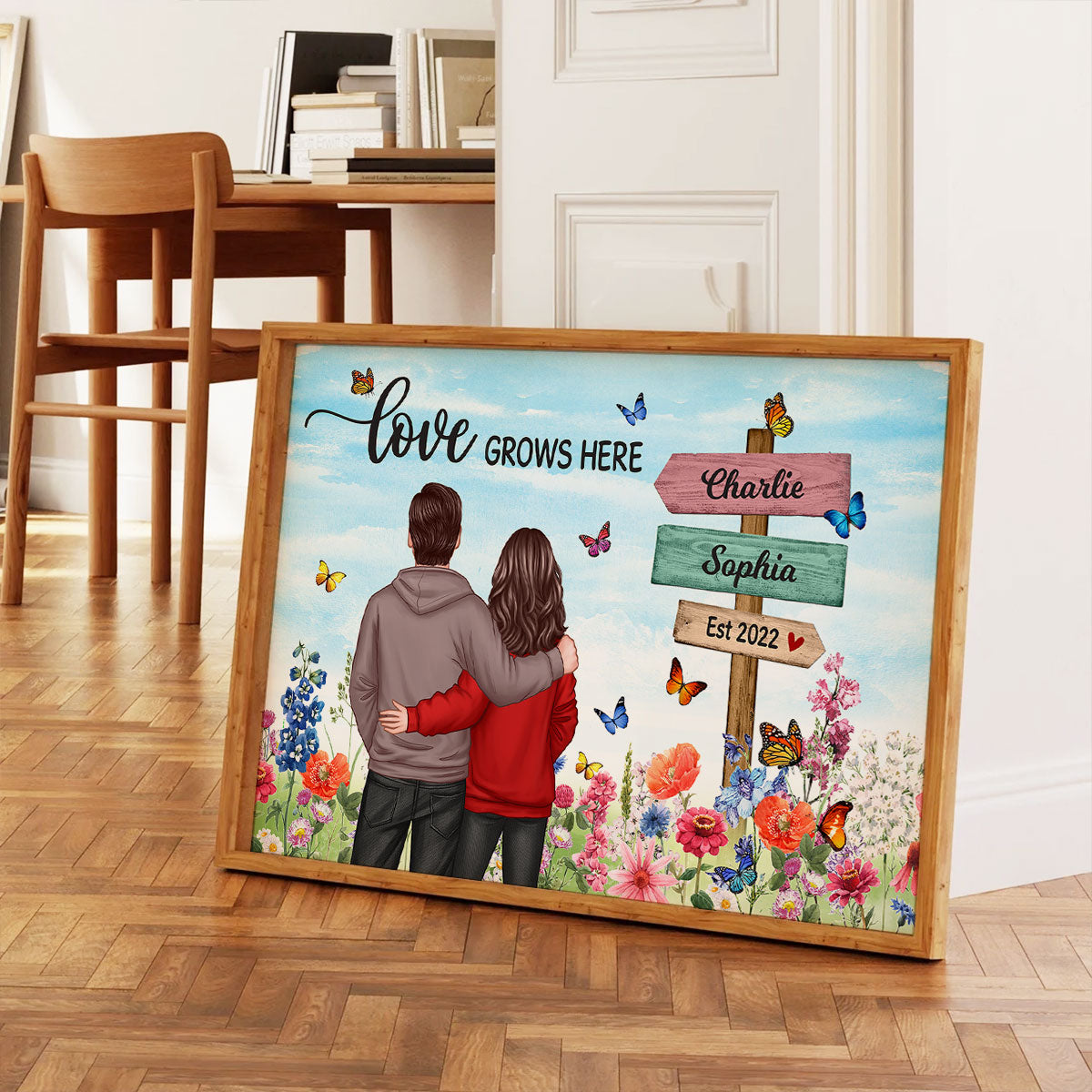 Couple In Flower Garden Sign Personalized Poster, Gift, Anniversary Gift For Couples, For Him, For Her