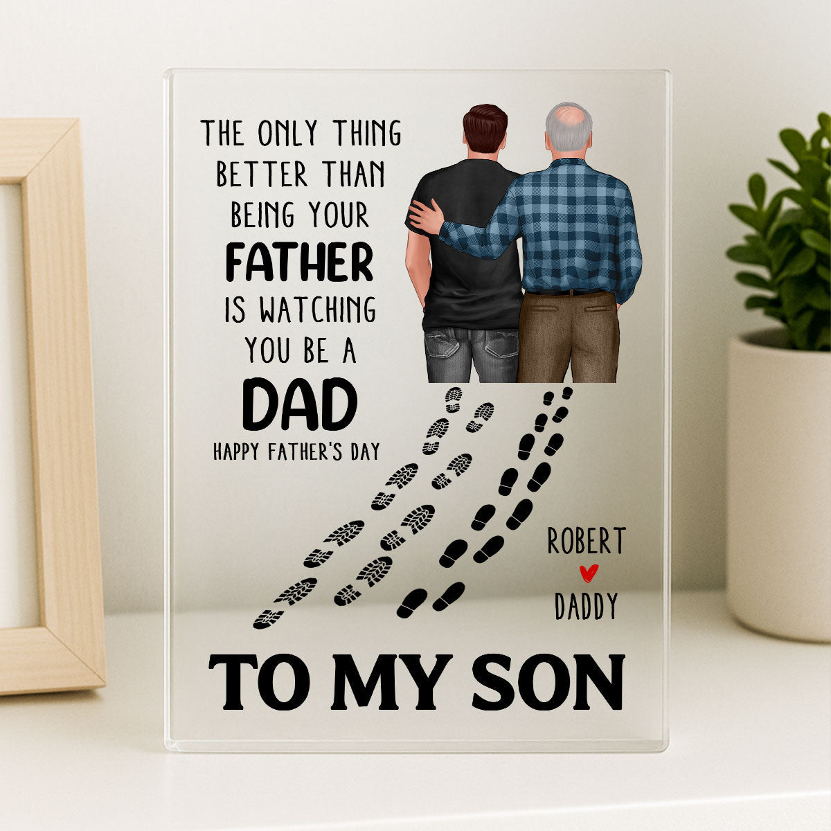 To My Son From Mom Dad Footprints Personalized Acrylic Block, gift