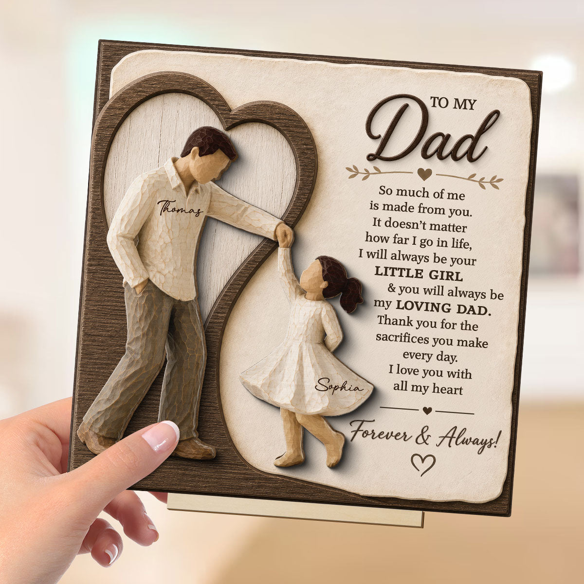 Will Always Be Your Little Girl Dancing Father & Daughter - Personalized 2-Layered Wooden Plaque - Sentimental Gift From Daughter