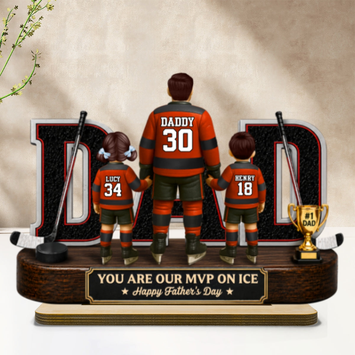 Hockey Dad Legend You Are Our MVP On Ice - Personalized 2-Layered Wooden Plaque - Gift For Dad, Husband