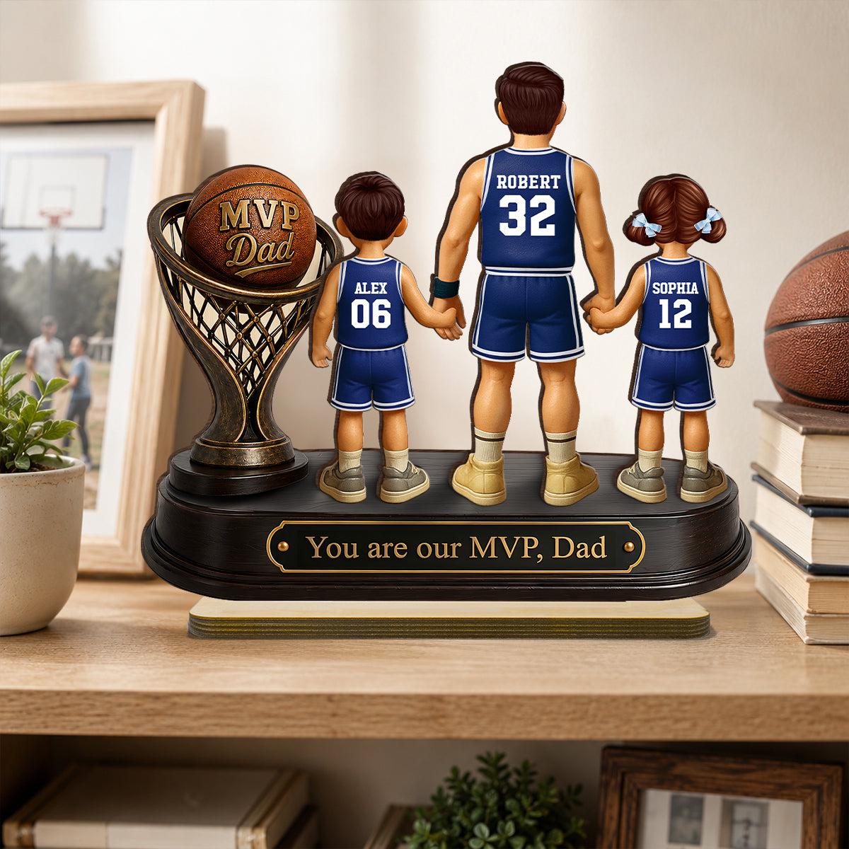 We Scored the Best Dad Basketball Trophy - Personalized 2-Layered Wooden Plaque - Gift for Dad, Husband