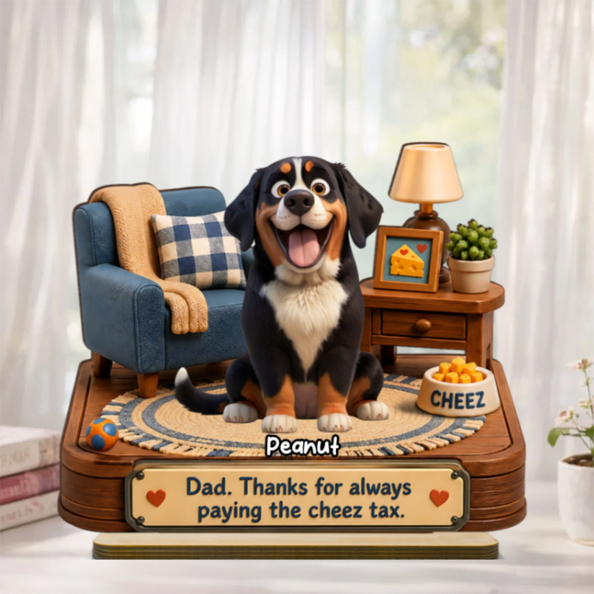 Cheese Tax Dog Dad - Personalized 2-Layered Wooden Plaque - Gift for Dog Dad