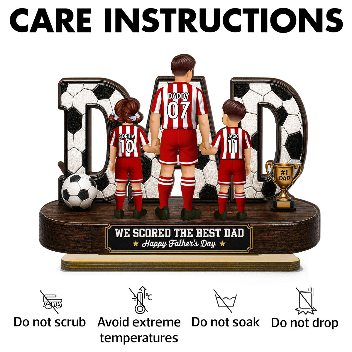 Soccer Dad Legend We Scored The Best Dad Back View - Personalized 2-Layered Wooden Plaque - Gift For Dad, Husband, Soccer Lovers