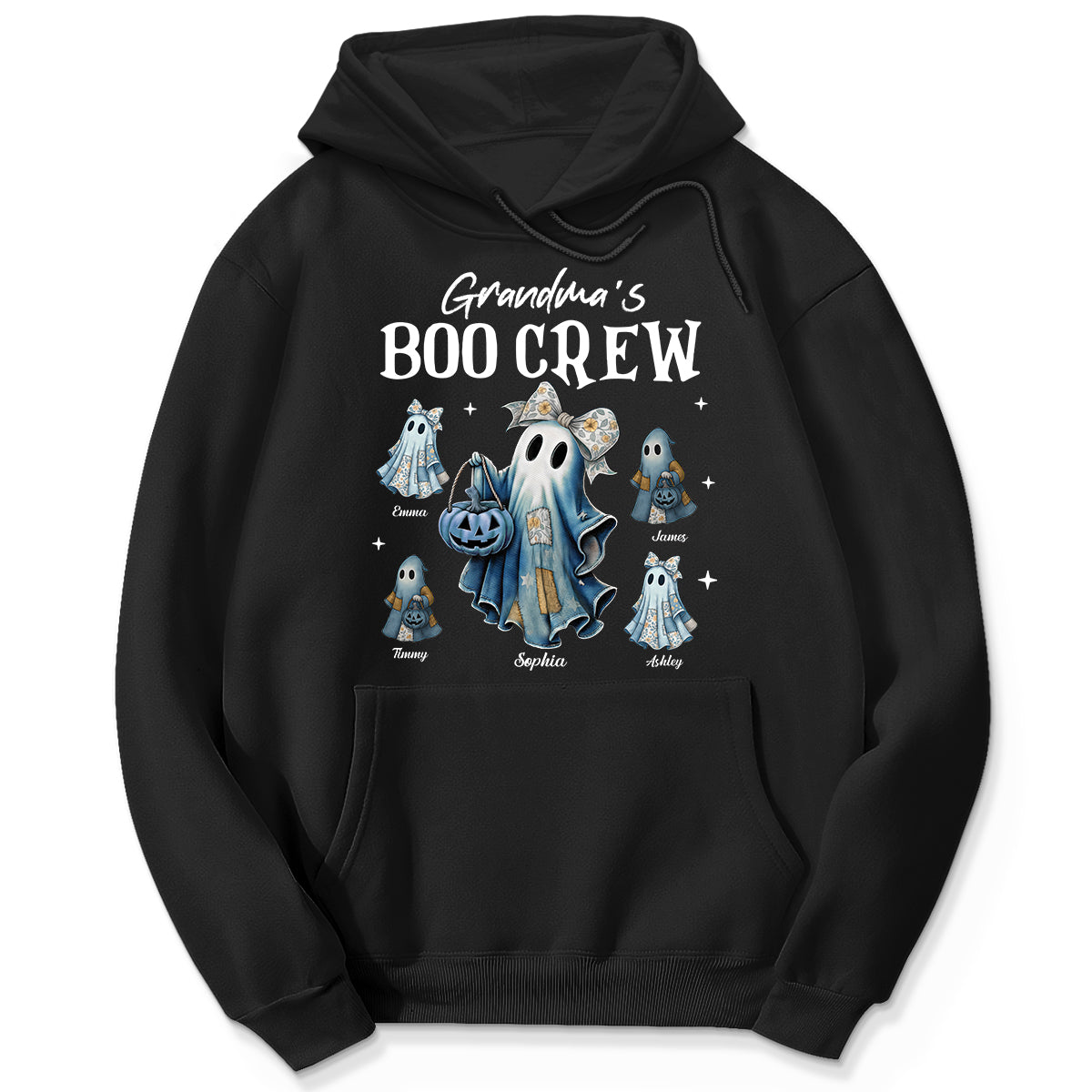 Grandma's Boo Crew Retro Patchwork Style Personalized Halloween Shirt