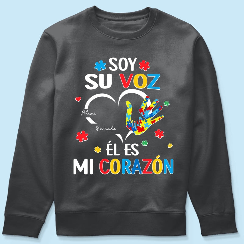 Soy Su Voz l Es Mi Corazn I'm His Voice He's My Heart - Personalized Shirt - Spanish Ver Autism Awareness