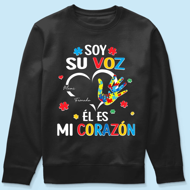 Soy Su Voz l Es Mi Corazn I'm His Voice He's My Heart - Personalized Shirt - Spanish Ver Autism Awareness