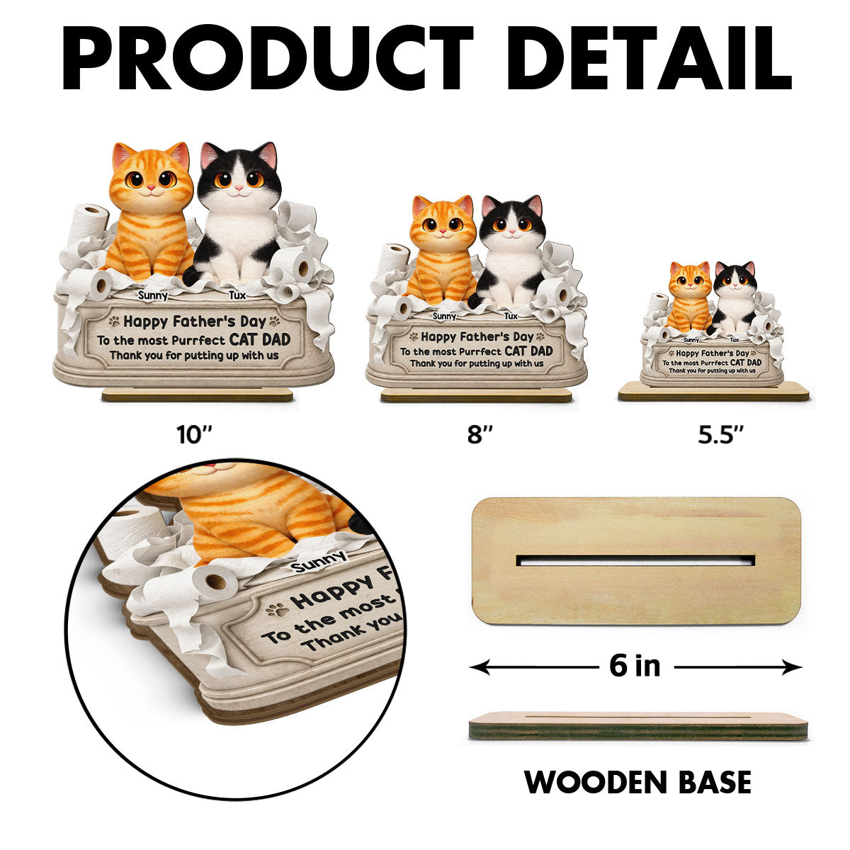 Toilet Papers Cute Fluffy Cats Happy Thanks For Putting Up With Us - Personalized 2-Layered Wooden Plaque - Funny Gift For Cat Dad, Cat Lovers