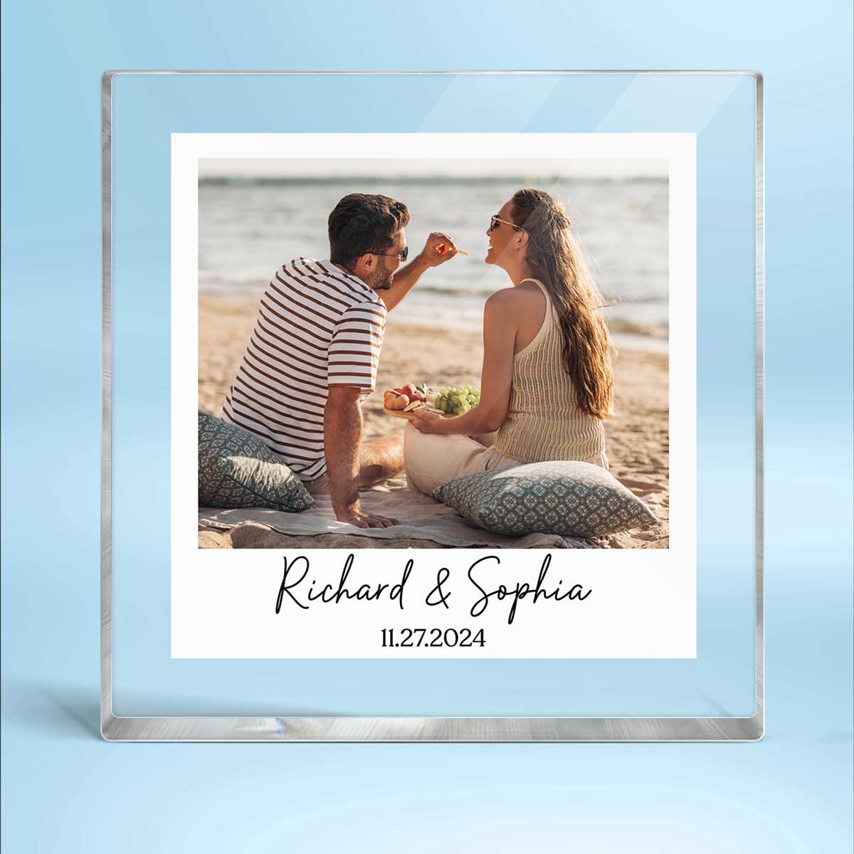 Couple Photo Frame Upload Personalized Acrylic Square Block Plaque, Heartfelt Gift For Couple, For Him, For Her, Boyfriend, Girlfriend, Husband, Wife
