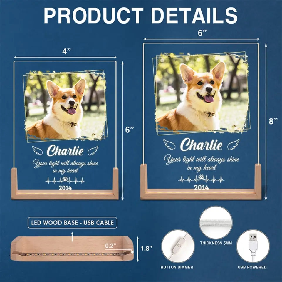 Custom Photo A Dog’s Love Is Forever - Memorial Personalized Custom Shaped 3D LED Walnut Night Light - Sympathy Gift For Pet Owners, Pet Lovers