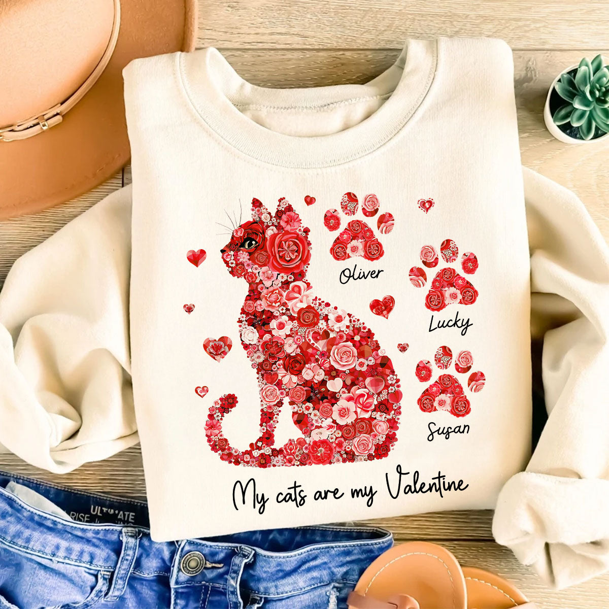 Cat Flower My Cat Is My Personalized Shirt, Gift for Cat Moms