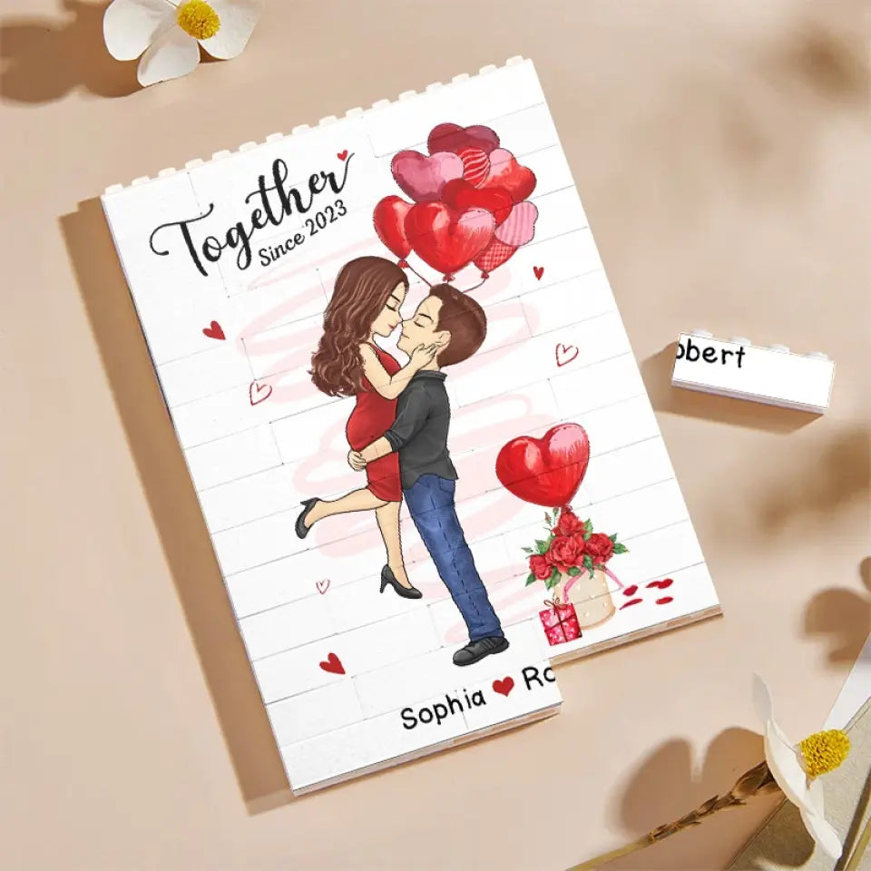 Custom Vertical Rectangle Shaped Building Brick Blocks - Personalized Anniversary Wedding Gifts For Husband And Wife, Him And Her - I Love You Forever