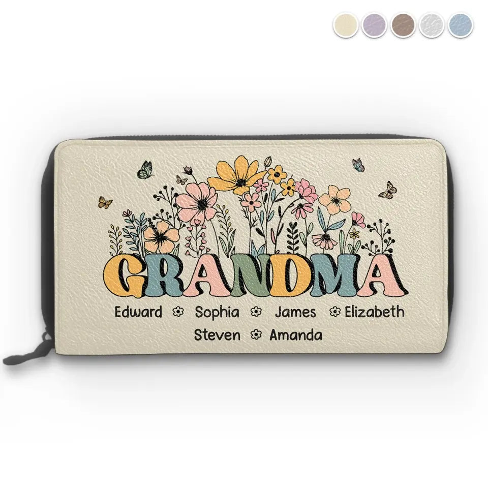 My Mother Is My Root, My Foundation - Family Personalized Custom Leather Long Wallet - Mother's Day, Gift For Mom, Grandma