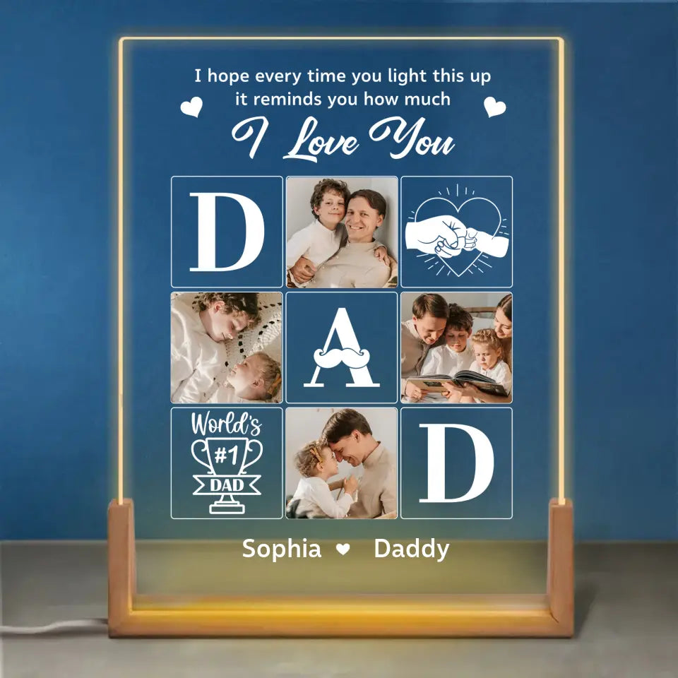 Custom Photo Forever In My Heart - Family Personalized Custom Shaped 3D LED Walnut Night Light - Father's Day, Birthday Gift For Dad