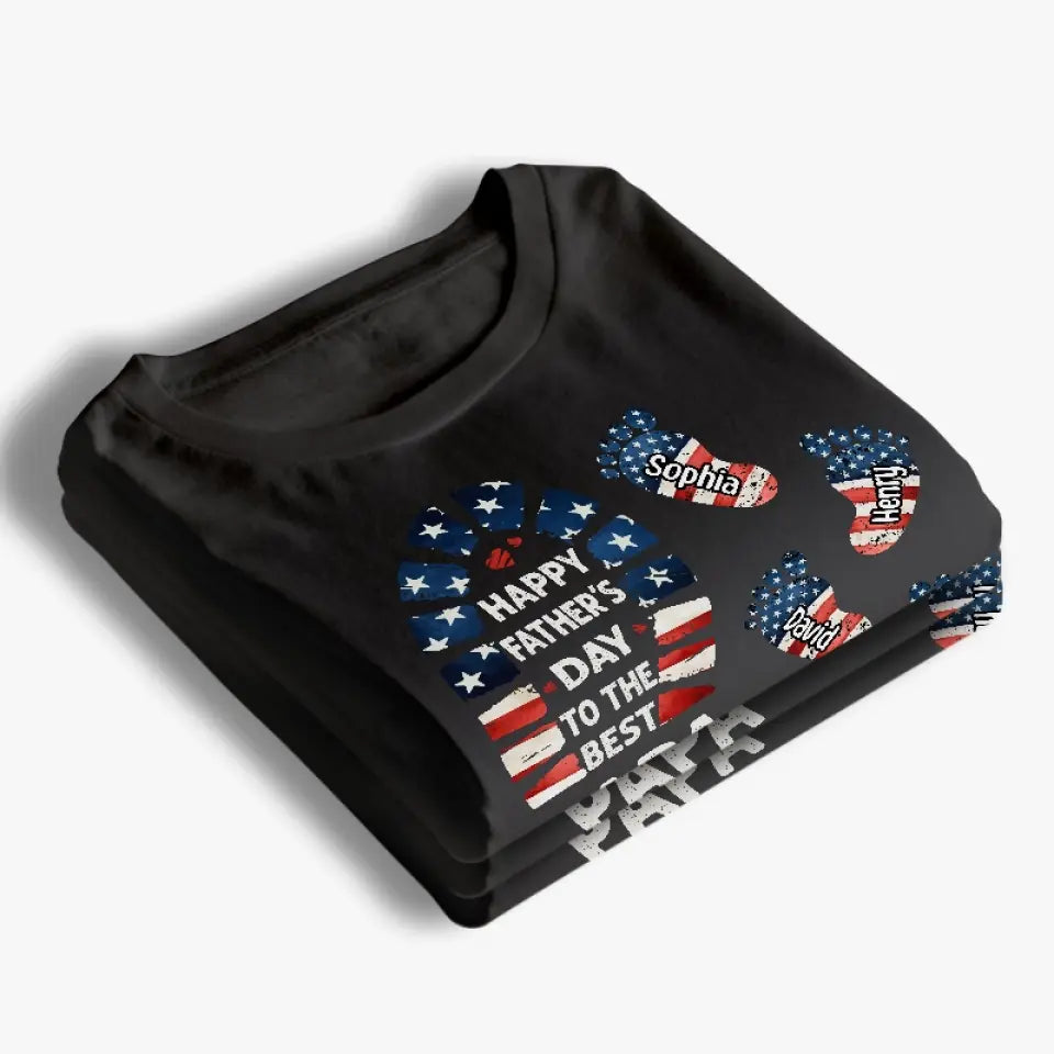 Happy Father's Day To The Best Papa - Family Personalized Custom Unisex T-shirt, Hoodie, Sweatshirt - 4th Of July, Father's Day, Gift For Dad, Grandpa