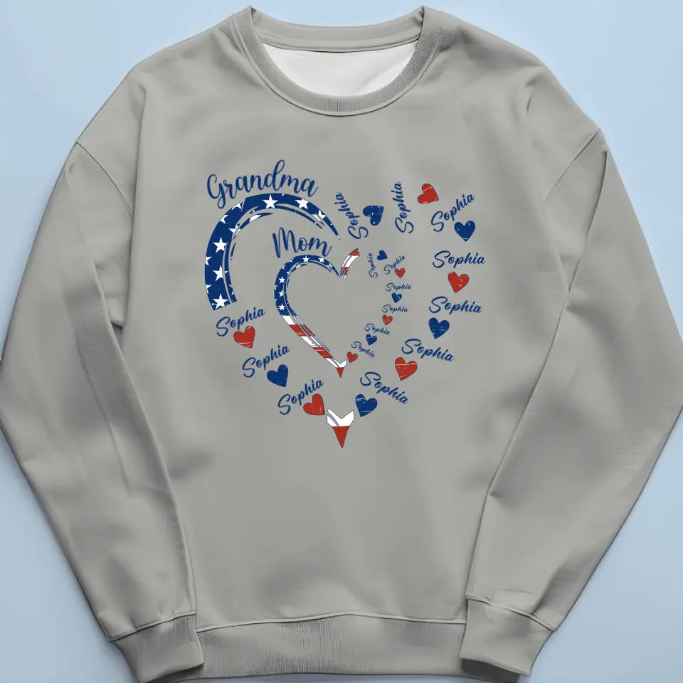 Custom American Flag Unisex T-shirt, Hoodie, Sweatshirt - Personalized 4th Of July Gifts For Mom, Grandma - Being Grandma Mom Makes My Life Complete