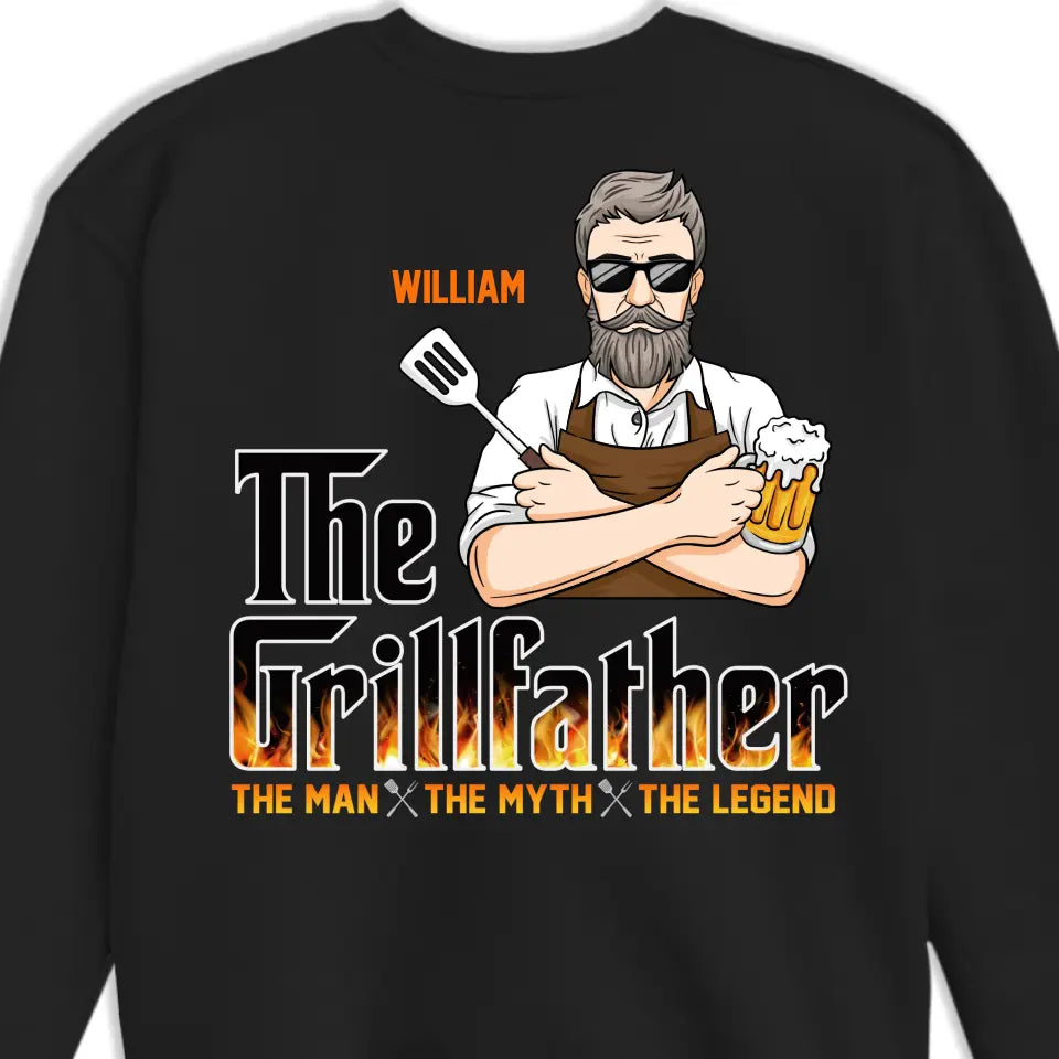 The Grillfather - Family Personalized Custom Back Printed Unisex T-shirt, Hoodie, Sweatshirt - Father's Day, Gift For Dad, Grandpa