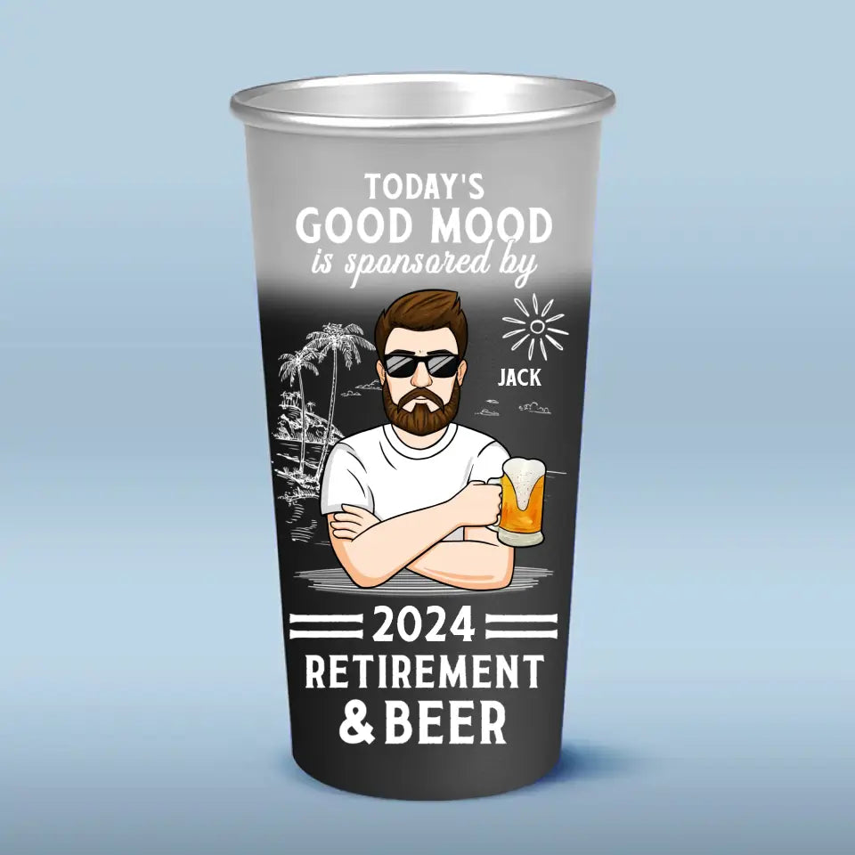 Goodbye Tension And Hello Pension - Personalized Custom Aluminum Changing Color Cup - Appreciation, Retirement Gift For Coworkers, Work Friends, Colleagues