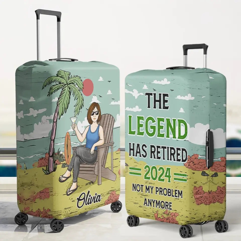 Not My Problem Anymore - Personalized Custom Luggage Cover - Appreciation, Retirement Gift For Coworkers, Work Friends, Colleagues, Travel Lovers