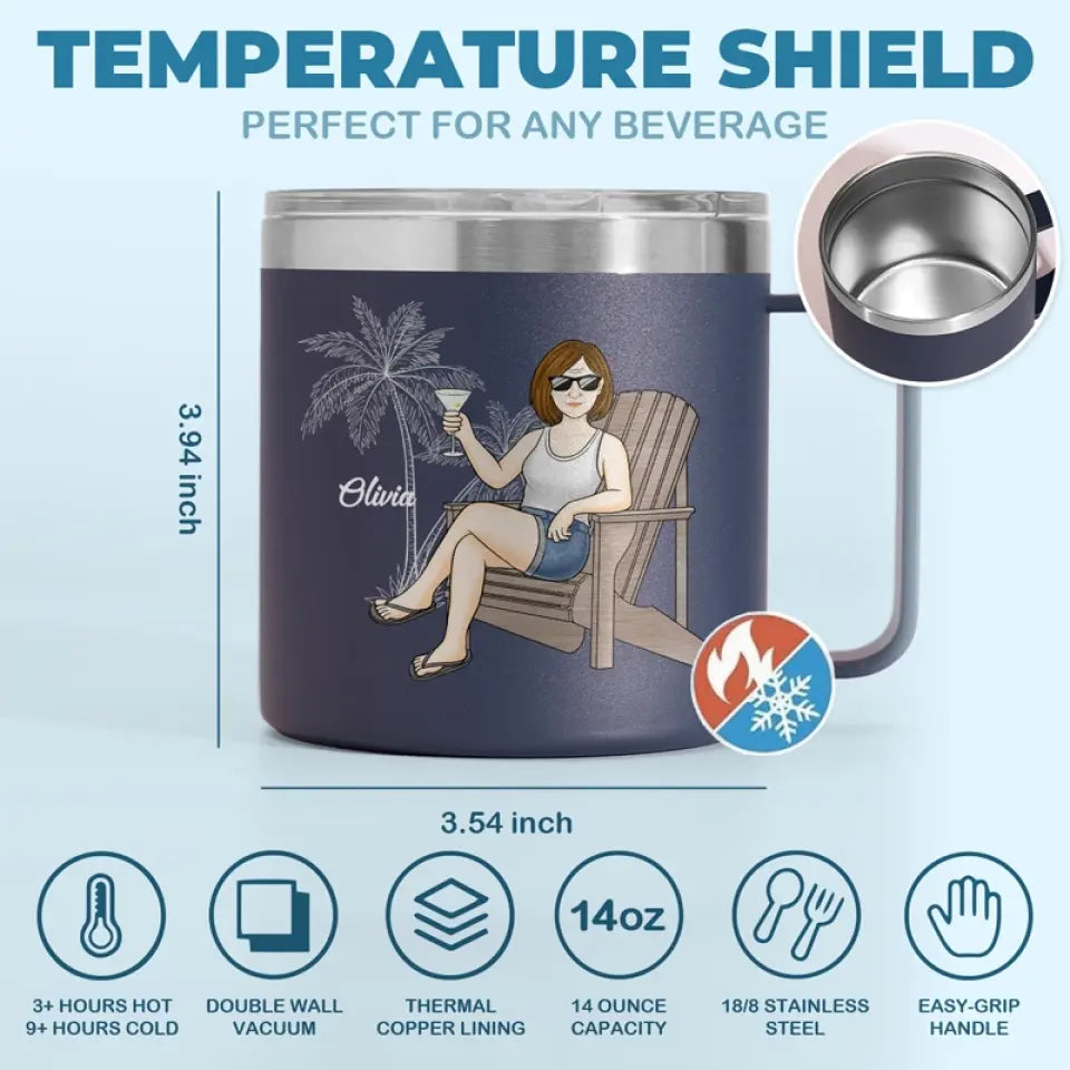 Retire From Work, But Not From Life - Personalized Custom 14oz Stainless Steel Tumbler With Handle - Appreciation, Retirement Gift For Coworkers, Work Friends, Colleagues