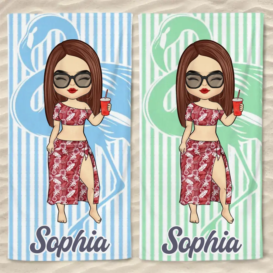 Girls Just Wanna Have Sun - Bestie Personalized Custom Beach Towel - Summer Vacation Gift, Birthday Pool Party Gift For Best Friends, BFF, Sisters
