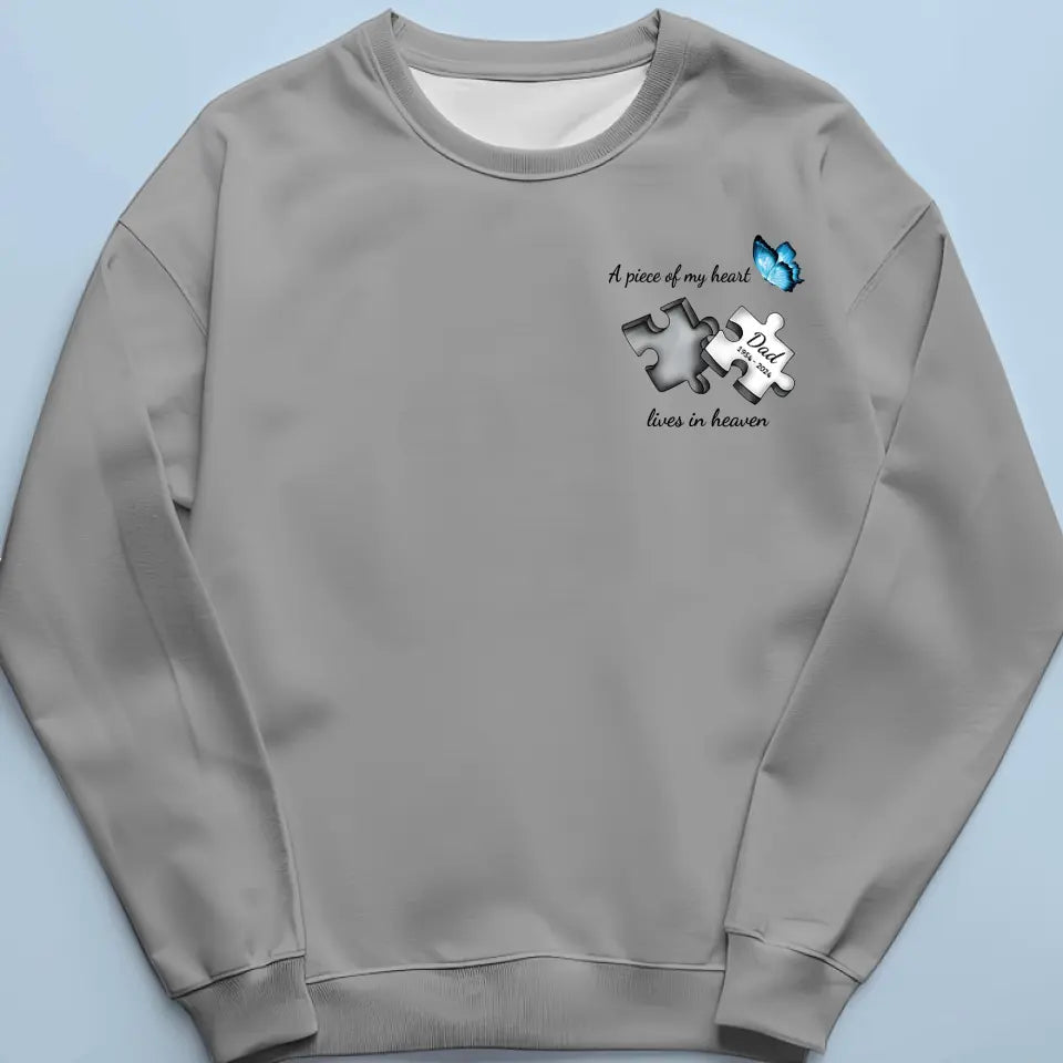 A Piece Of My Heart Lives In Heaven - Memorial Personalized Custom Unisex T-shirt, Hoodie, Sweatshirt - Sympathy Gift For Family Members